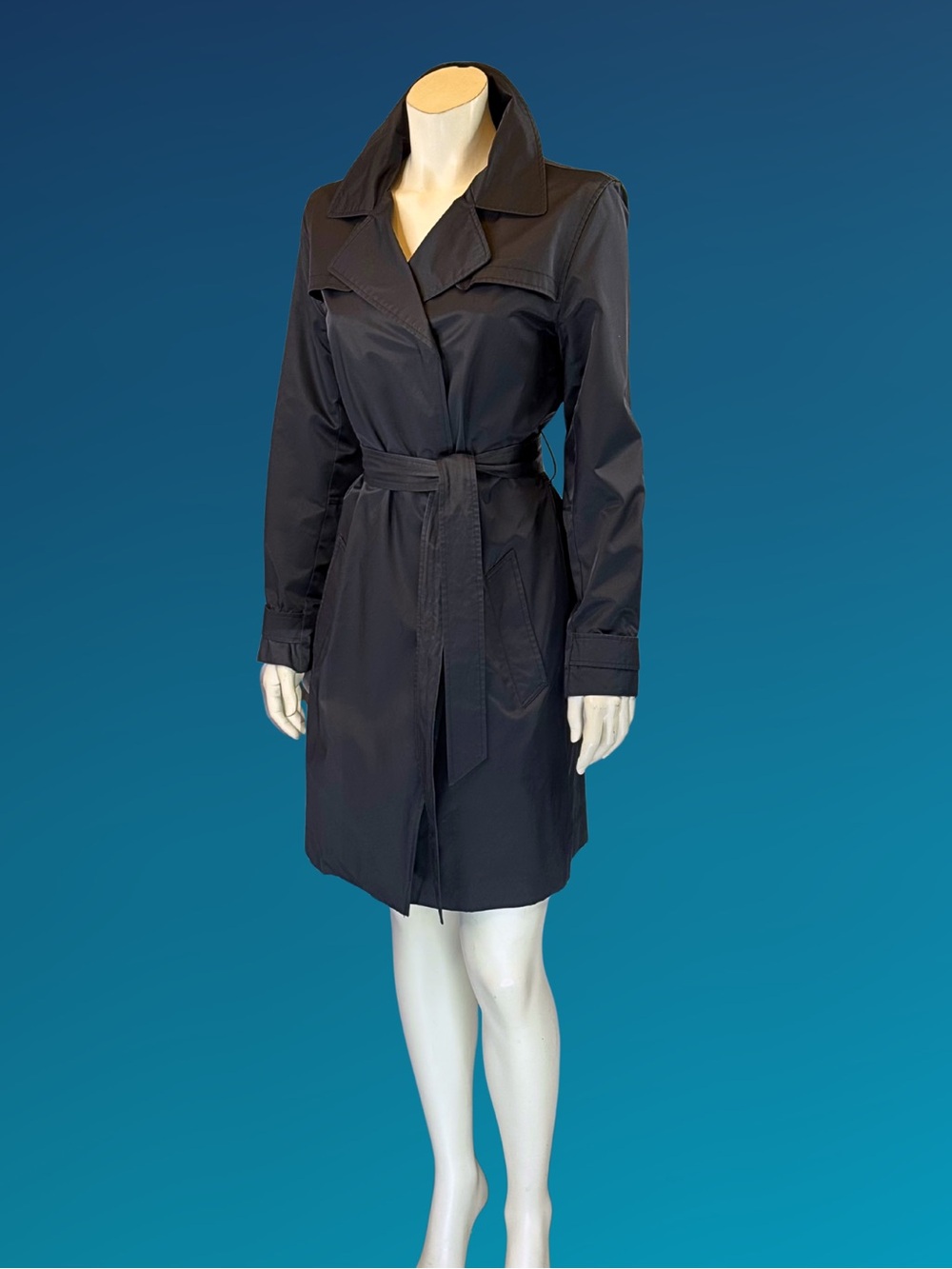 Vintage Y2K NINE WEST  Black Minimalist Mini Trench Coat 2004 | S - Picture 8 of 16